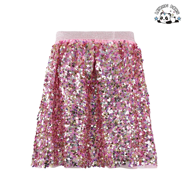 LEZONKIDS - Saias Rodadas Personalizáveis com Cintura Elástica e Lantejoulas Multicoloridas para Meninas